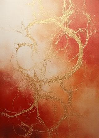 Abstract acrylic painting with gold leaf